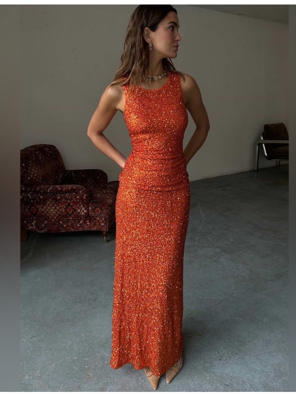 NWT Never Fully Dressed Orange Sequin Tank Top - Picture 10 of 12